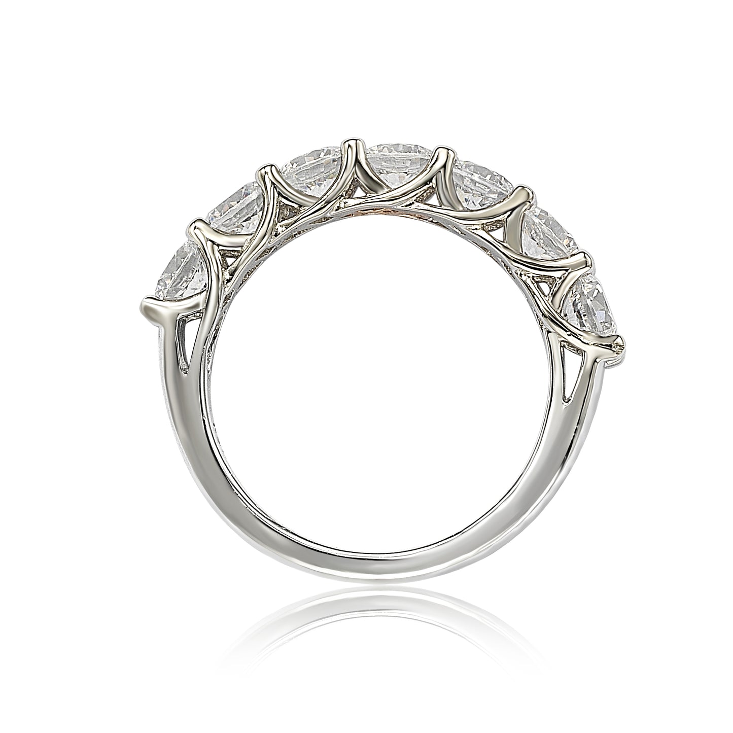 Suzy Levian Sterling Silver White Cubic Zirconia Half Eternity Band