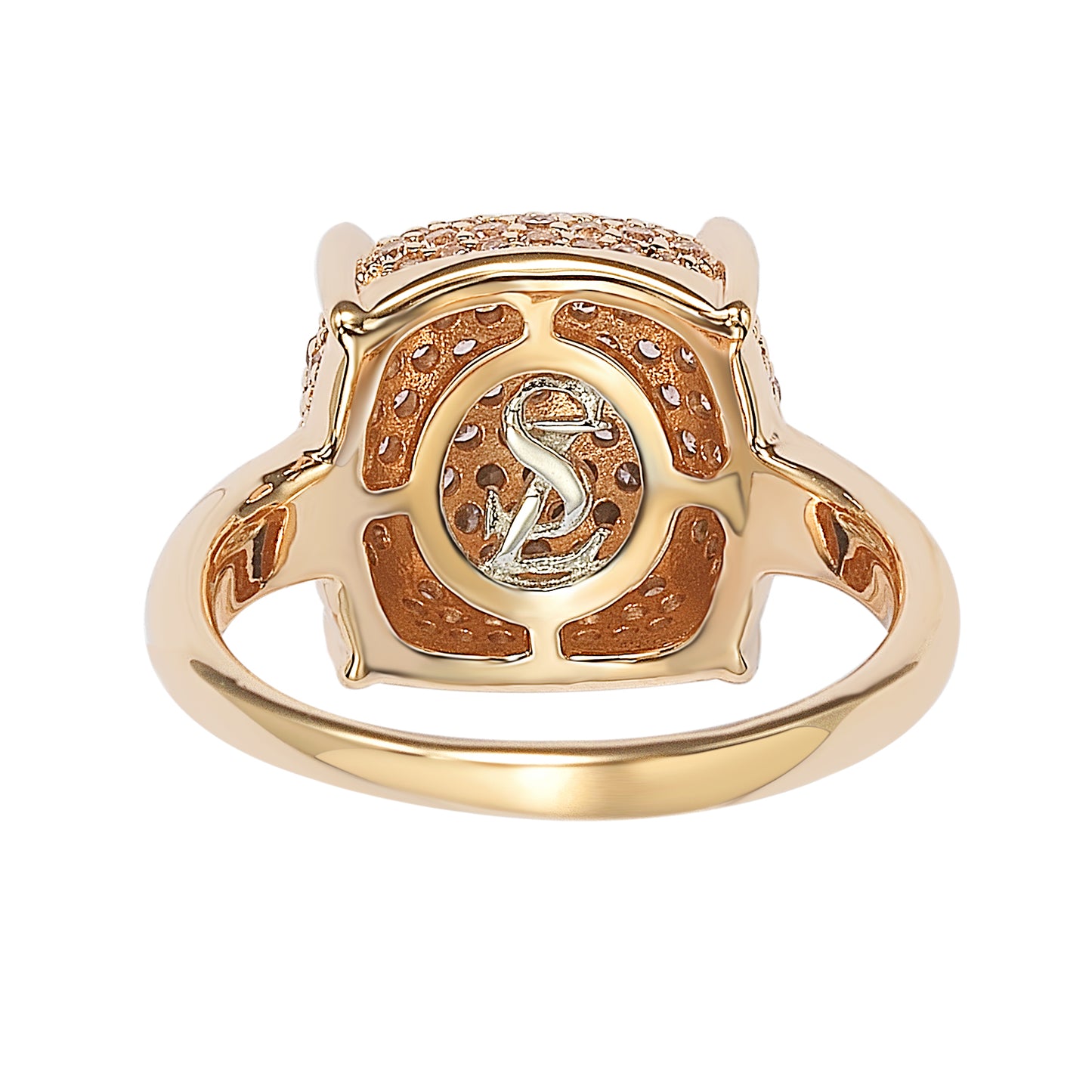 Suzy Levian Pave Pink Cubic Zirconia in Rose Sterling Silver Ring
