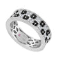 Suzy Levian Sterling Silver Black and White Cubic Zirconia Floral Eternity Band