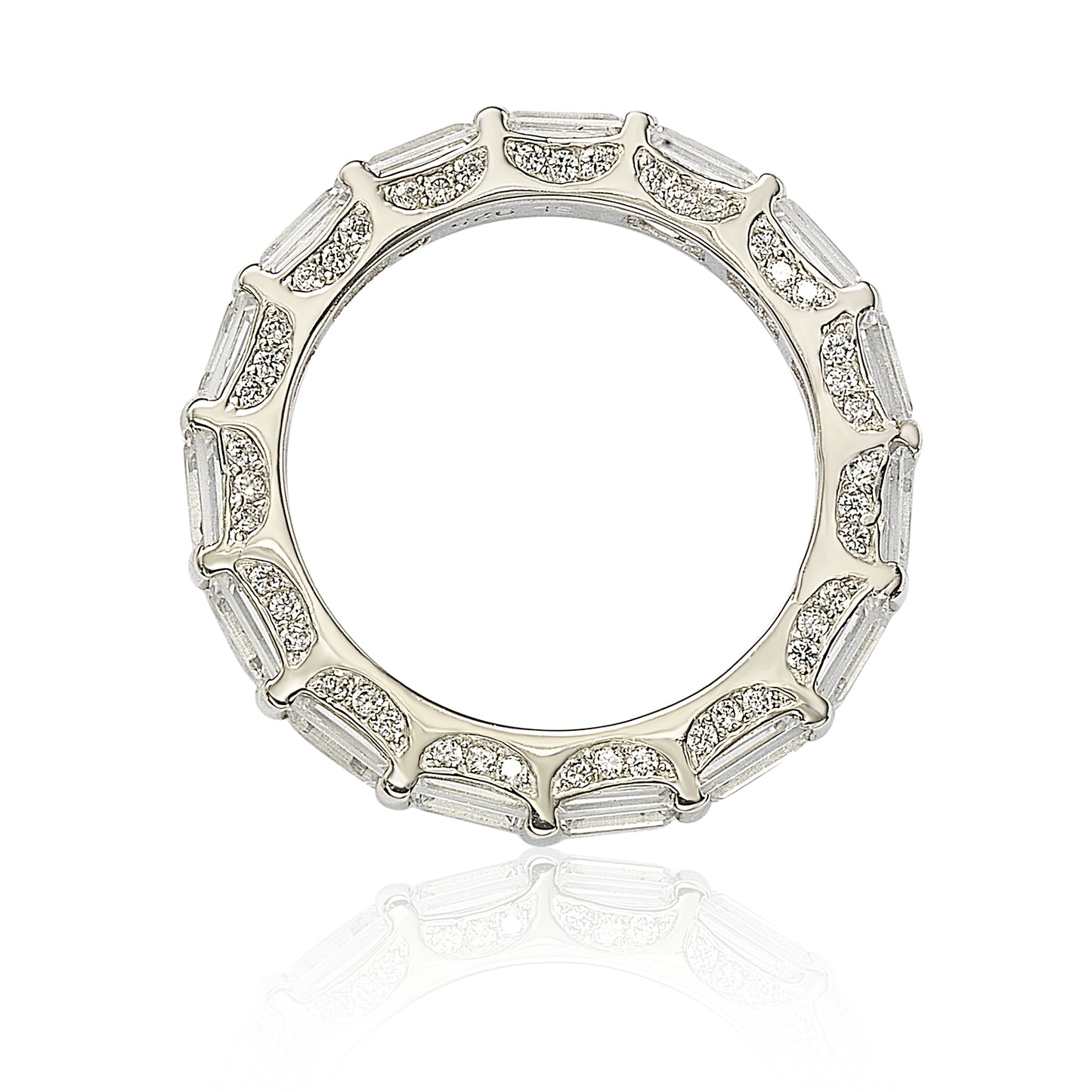 Suzy Levian Sterling Silver Petite Baguette Cubic Zirconia Eternity Band