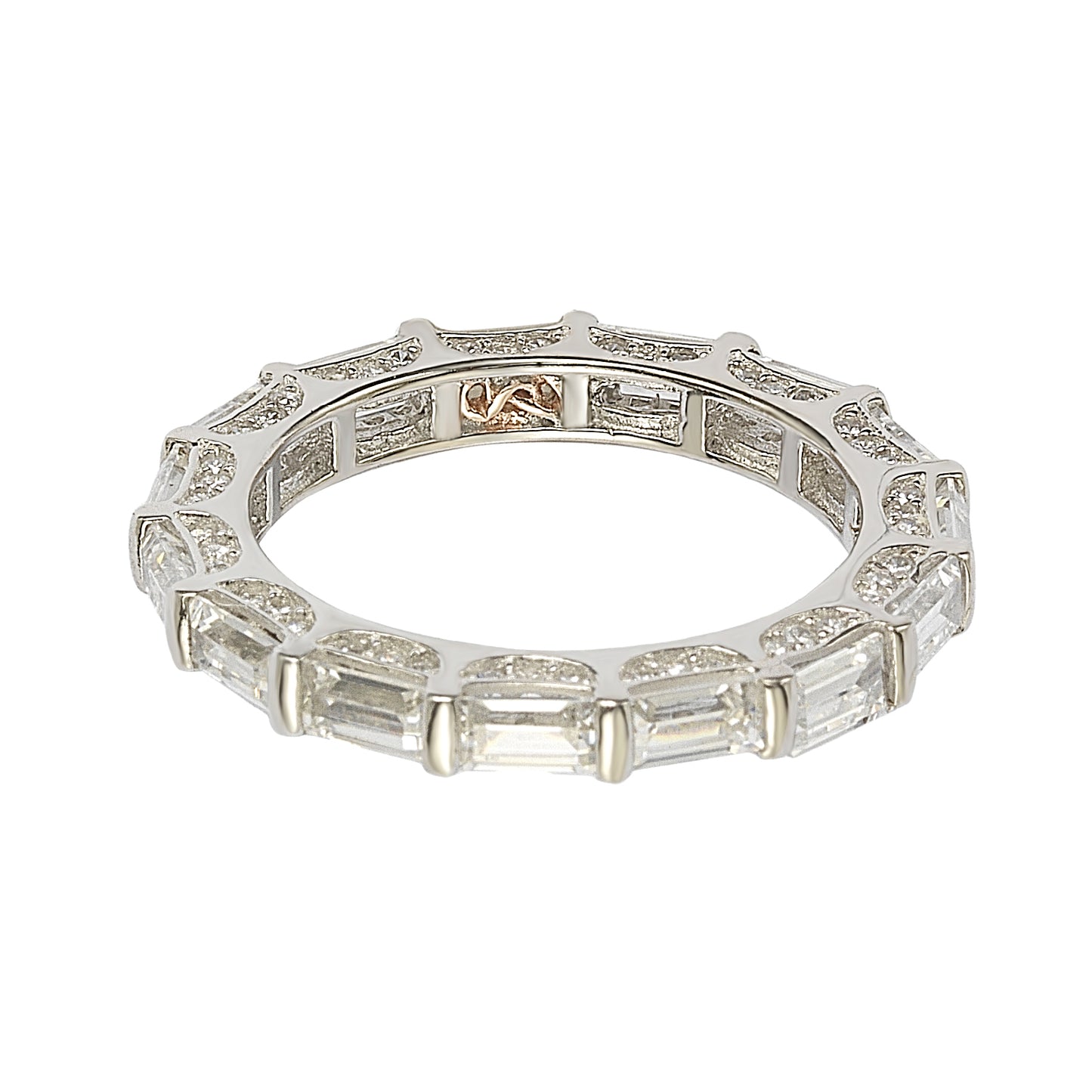 Suzy Levian Sterling Silver Petite Baguette Cubic Zirconia Eternity Band
