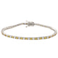 Suzy Levian Sterling Silver Round-Cut Yellow And White Sapphire Tennis Bracelet