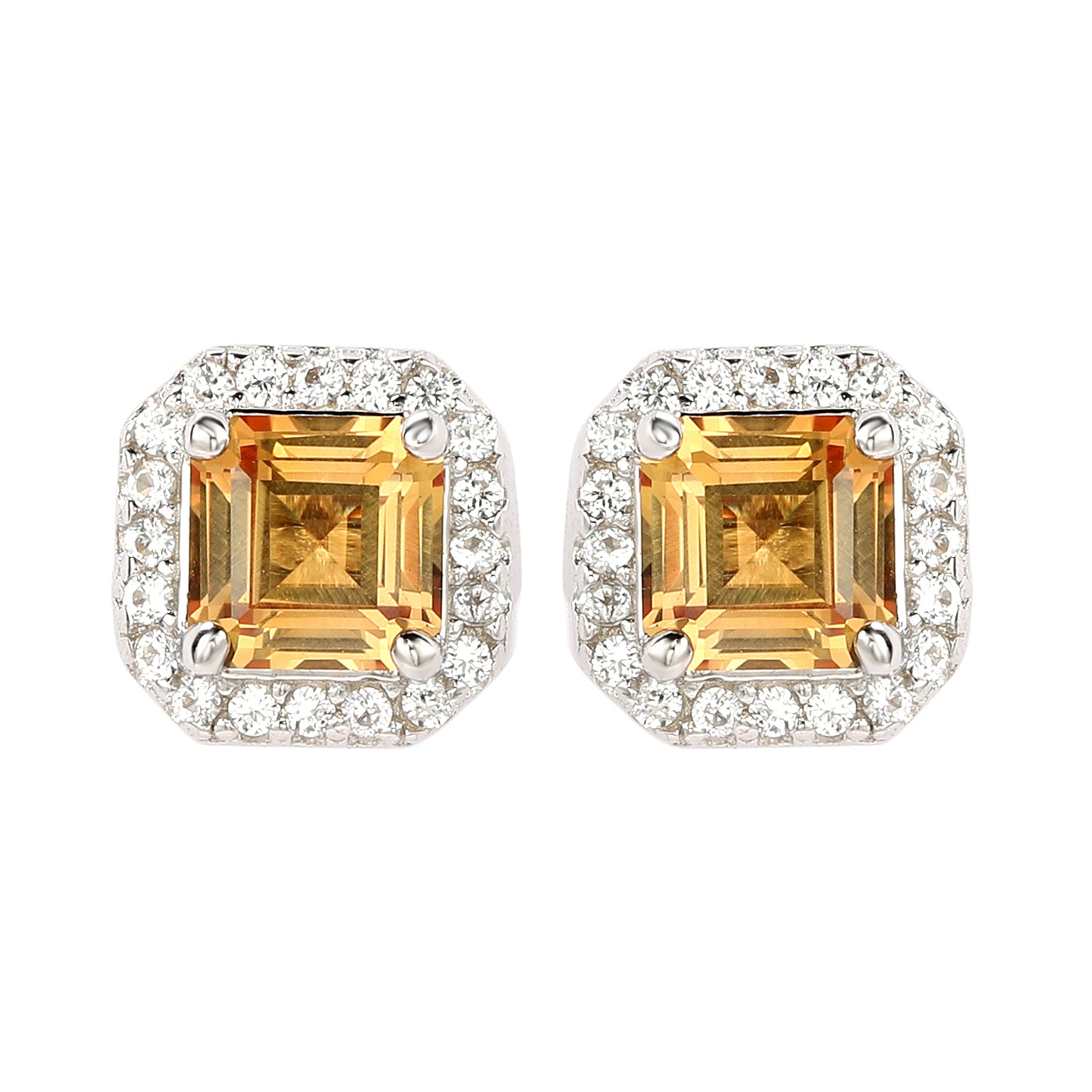 Selling Yellow Sapphire Sterling Silver Half Hoop Stud Earrings