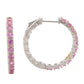 Suzy Levian Sterling Silver Pink Sapphire and Diamond Accent Hoop Earring