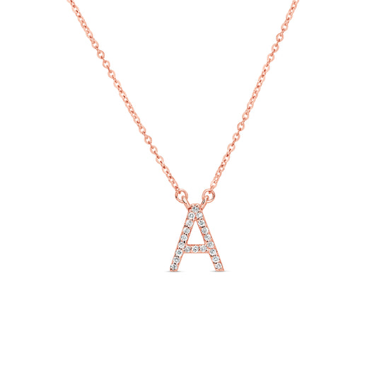 Suzy Levian 14K Rose Gold 0.10 ctw Diamond Letter Initial Necklace