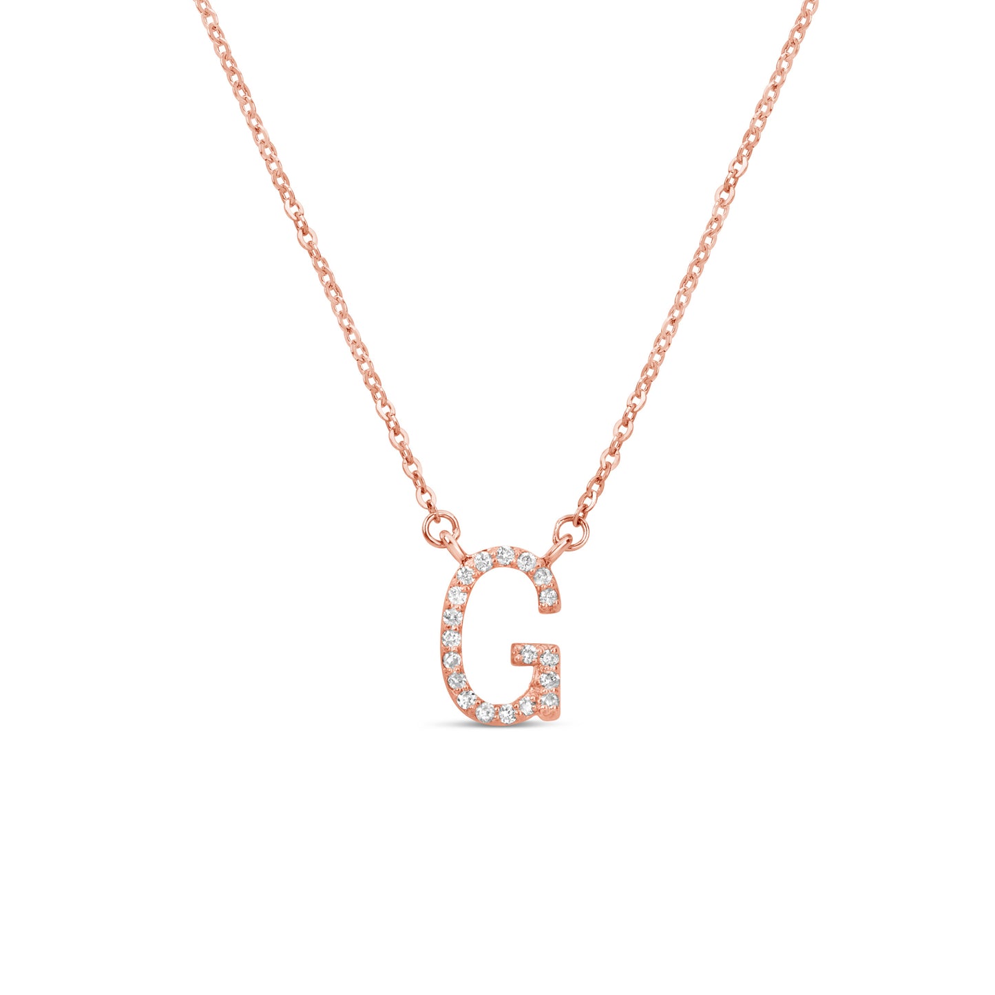 Suzy Levian 14K Rose Gold 0.10 ctw Diamond Letter Initial Necklace