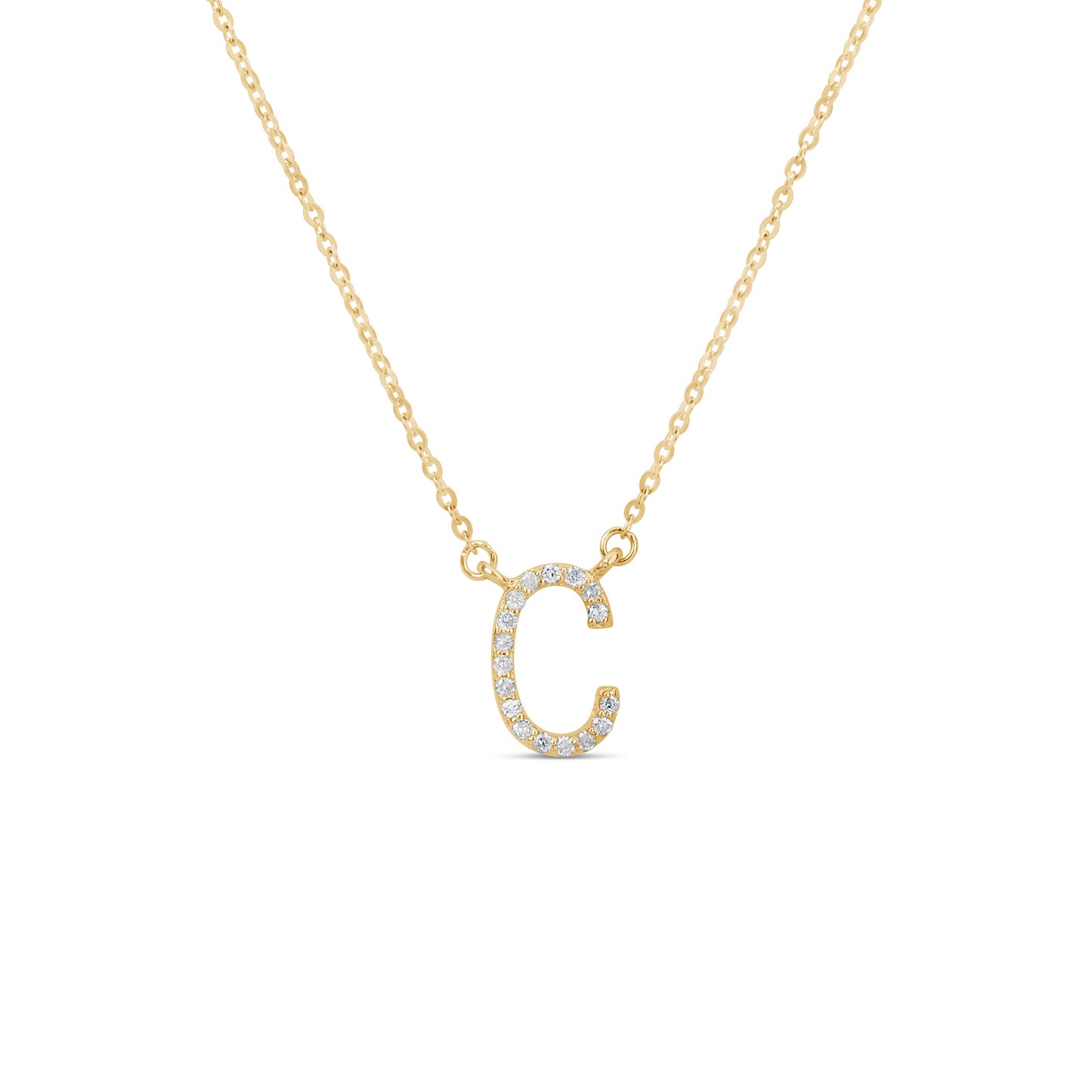 Suzy Levian 14K Yellow Gold 0.10 ctw Diamond Letter Initial Necklace