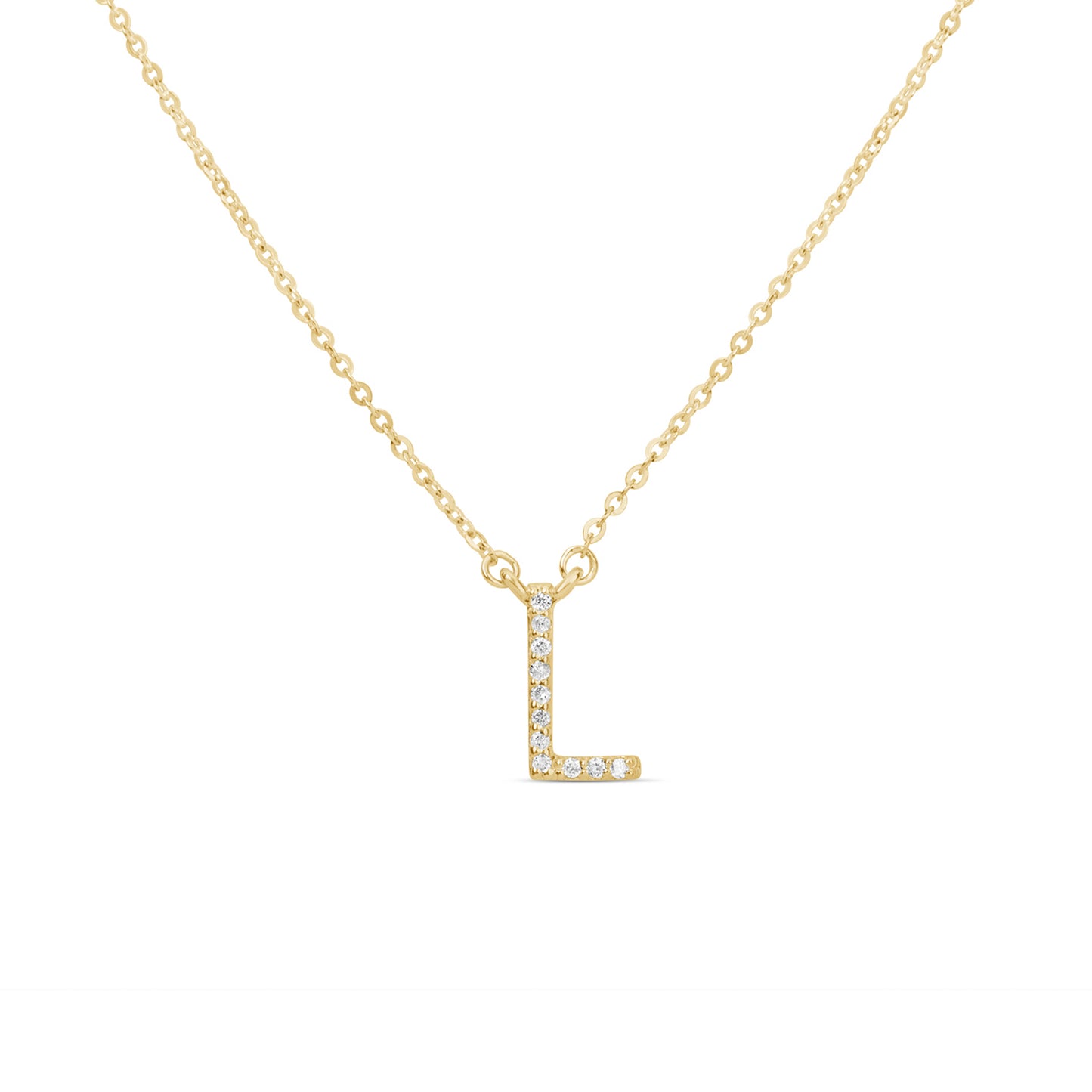 Suzy Levian 14K Yellow Gold 0.10 ctw Diamond Letter Initial Necklace