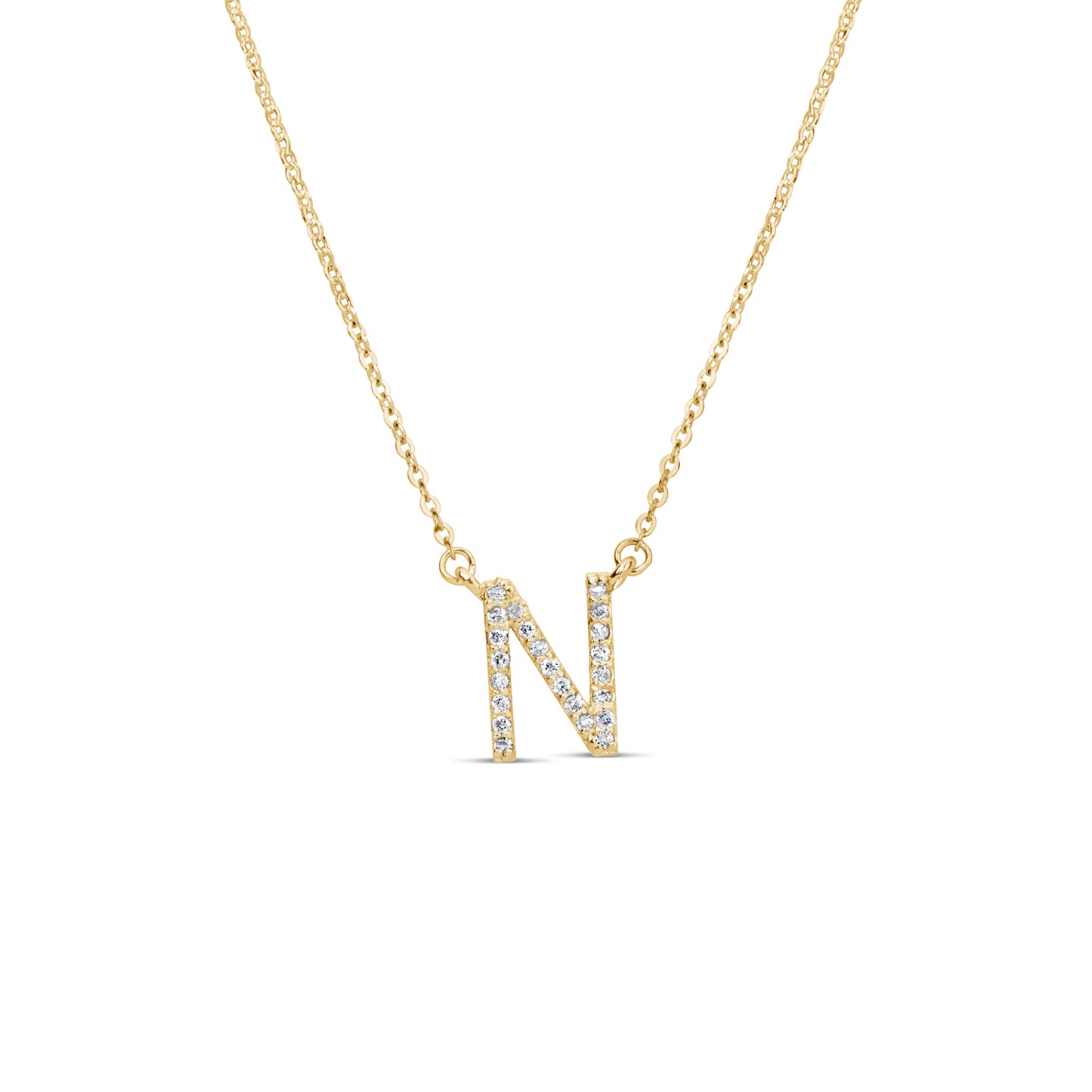 Suzy Levian 14K Yellow Gold 0.10 ctw Diamond Letter Initial Necklace