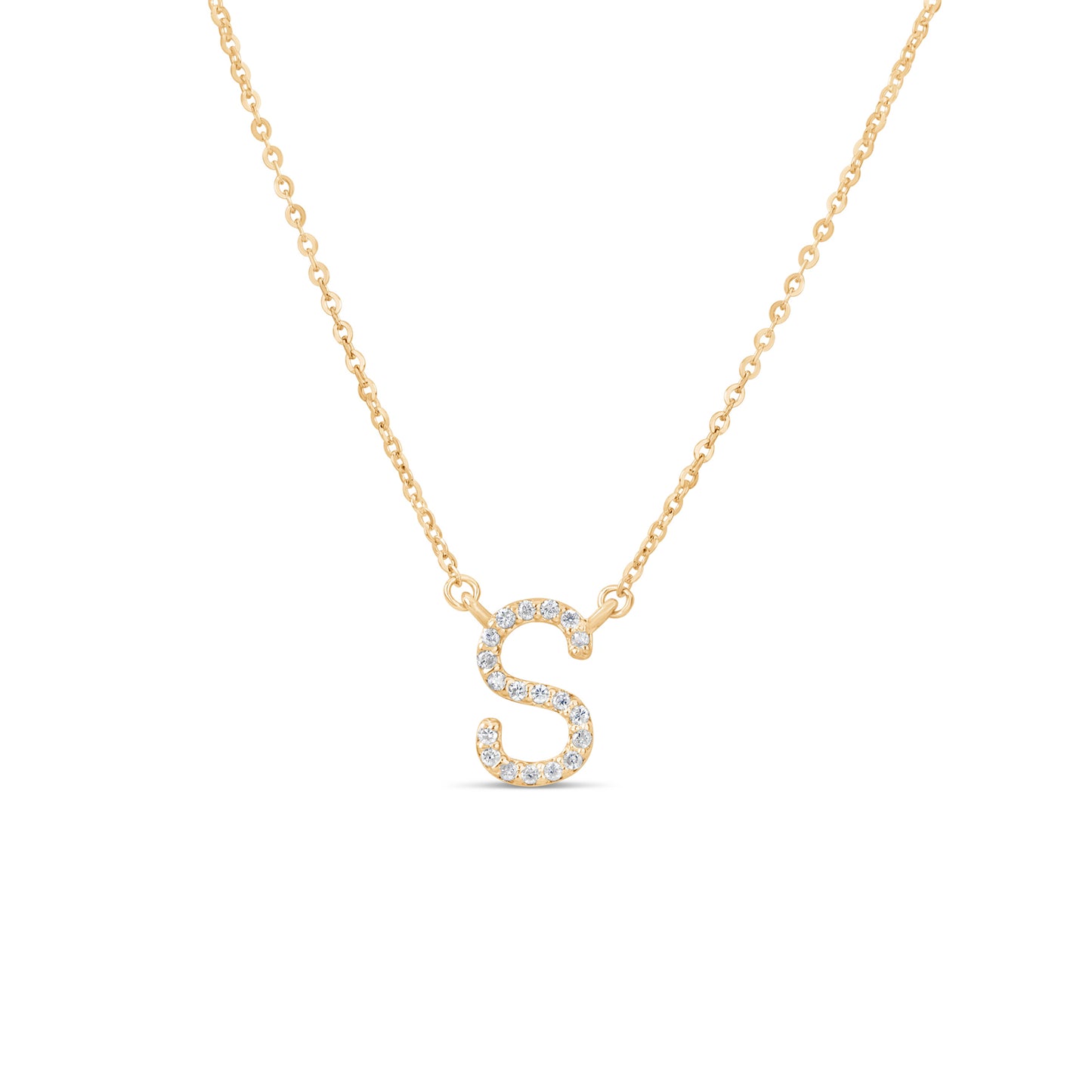 Suzy Levian 14K Yellow Gold 0.10 ctw Diamond Letter Initial Necklace