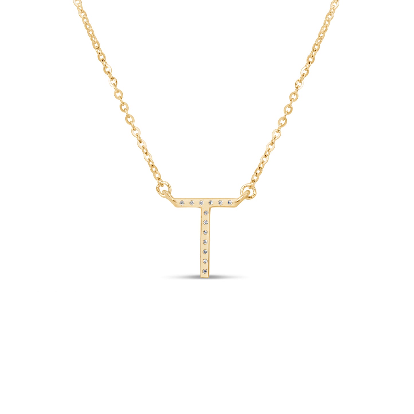 Suzy Levian 14K Yellow Gold 0.10 ctw Diamond Letter Initial Necklace