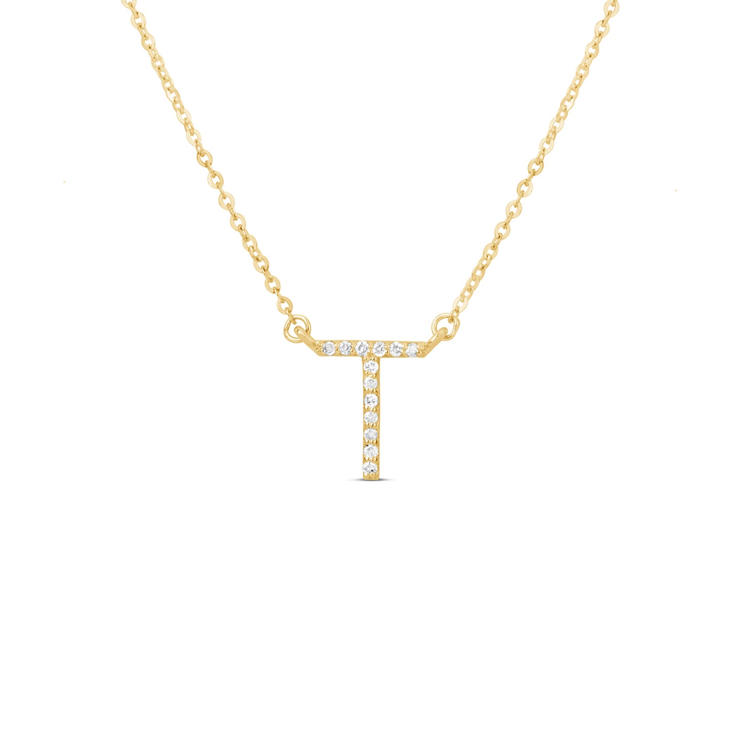 Suzy Levian 14K Yellow Gold 0.10 ctw Diamond Letter Initial Necklace