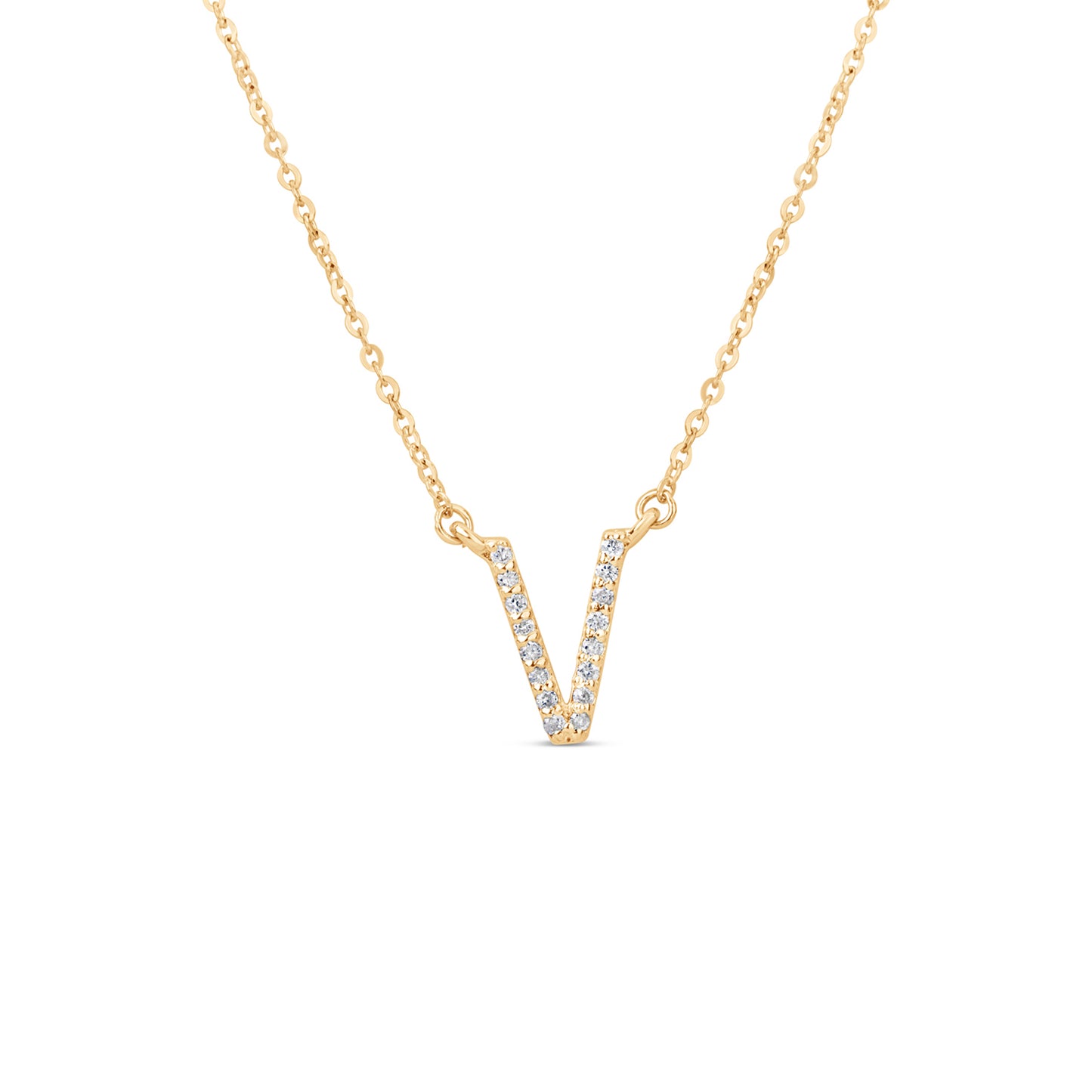 Suzy Levian 14K Yellow Gold 0.10 ctw Diamond Letter Initial Necklace