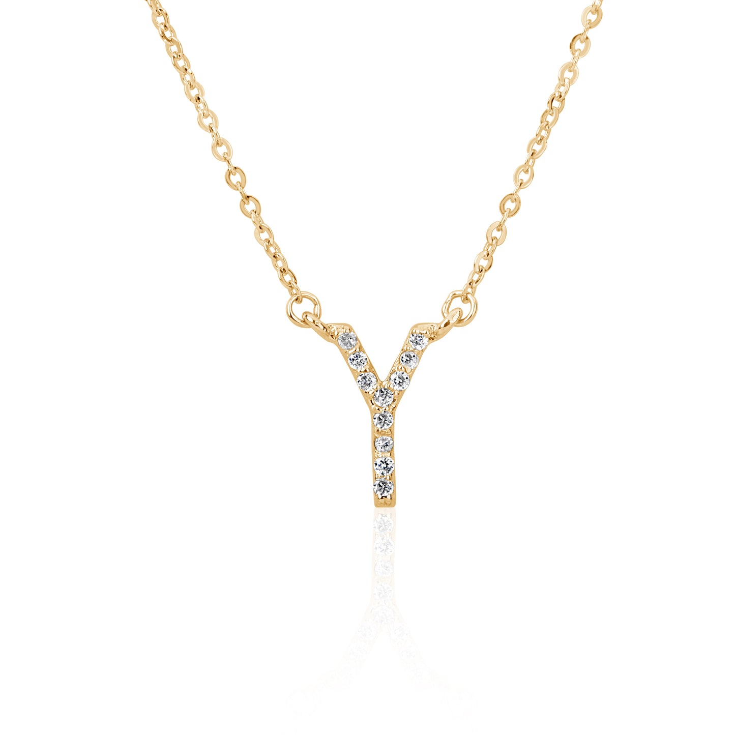 Suzy Levian 14K Yellow Gold 0.10 ctw Diamond Letter Initial Necklace