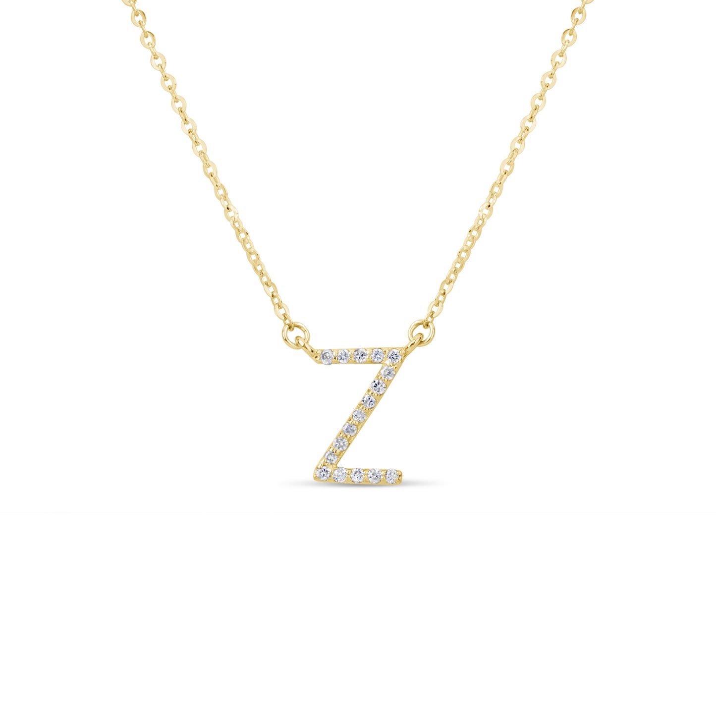 Suzy Levian 14K Yellow Gold 0.10 ctw Diamond Letter Initial Necklace