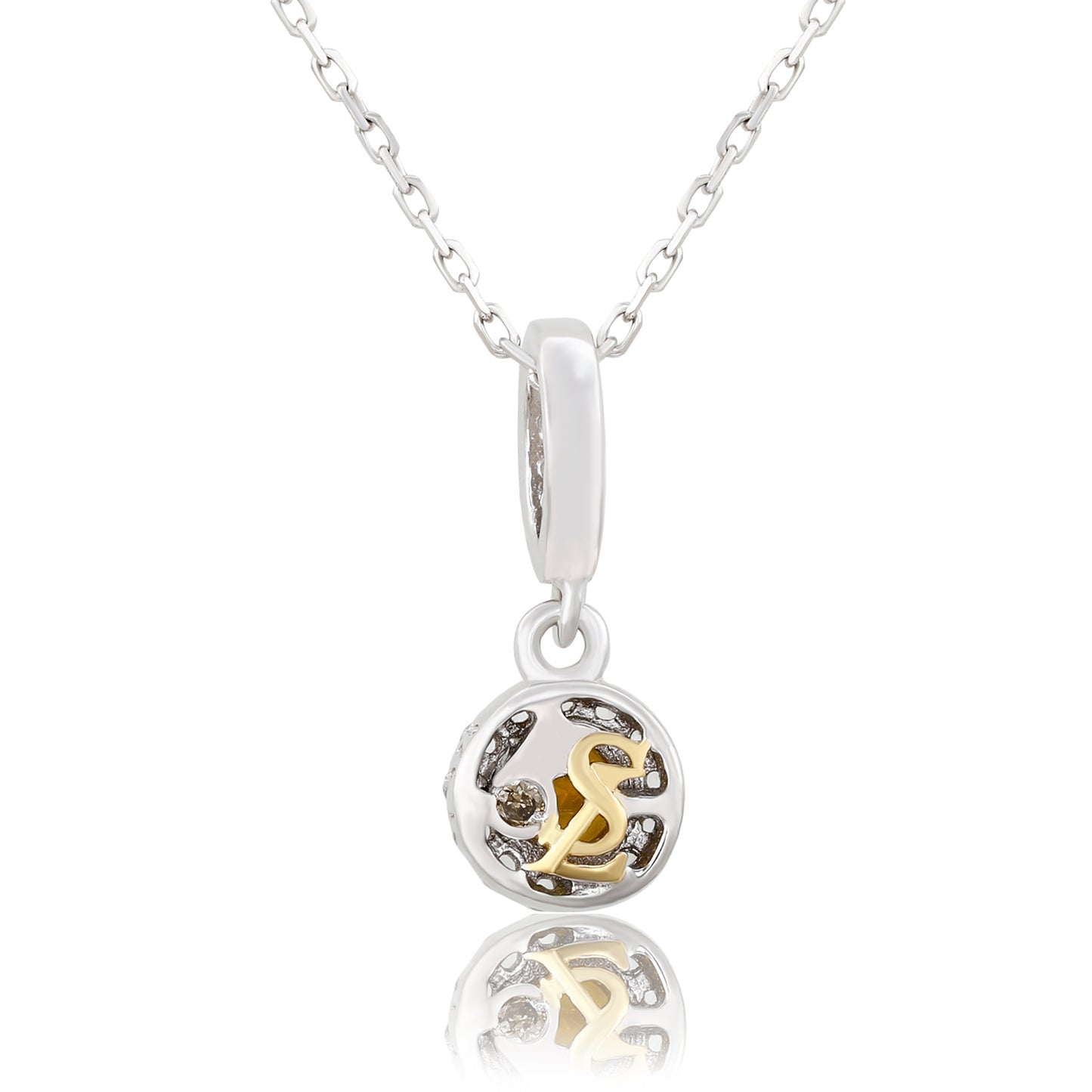 Suzy Levian Sterling Silver Yellow Sapphire and diamond accent Pendant Necklace