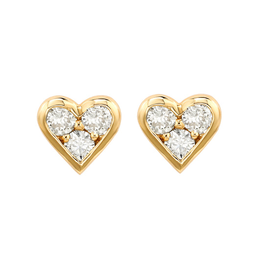 Suzy Levian 14K Yellow Gold 3/10 Diamond Heart Earrings