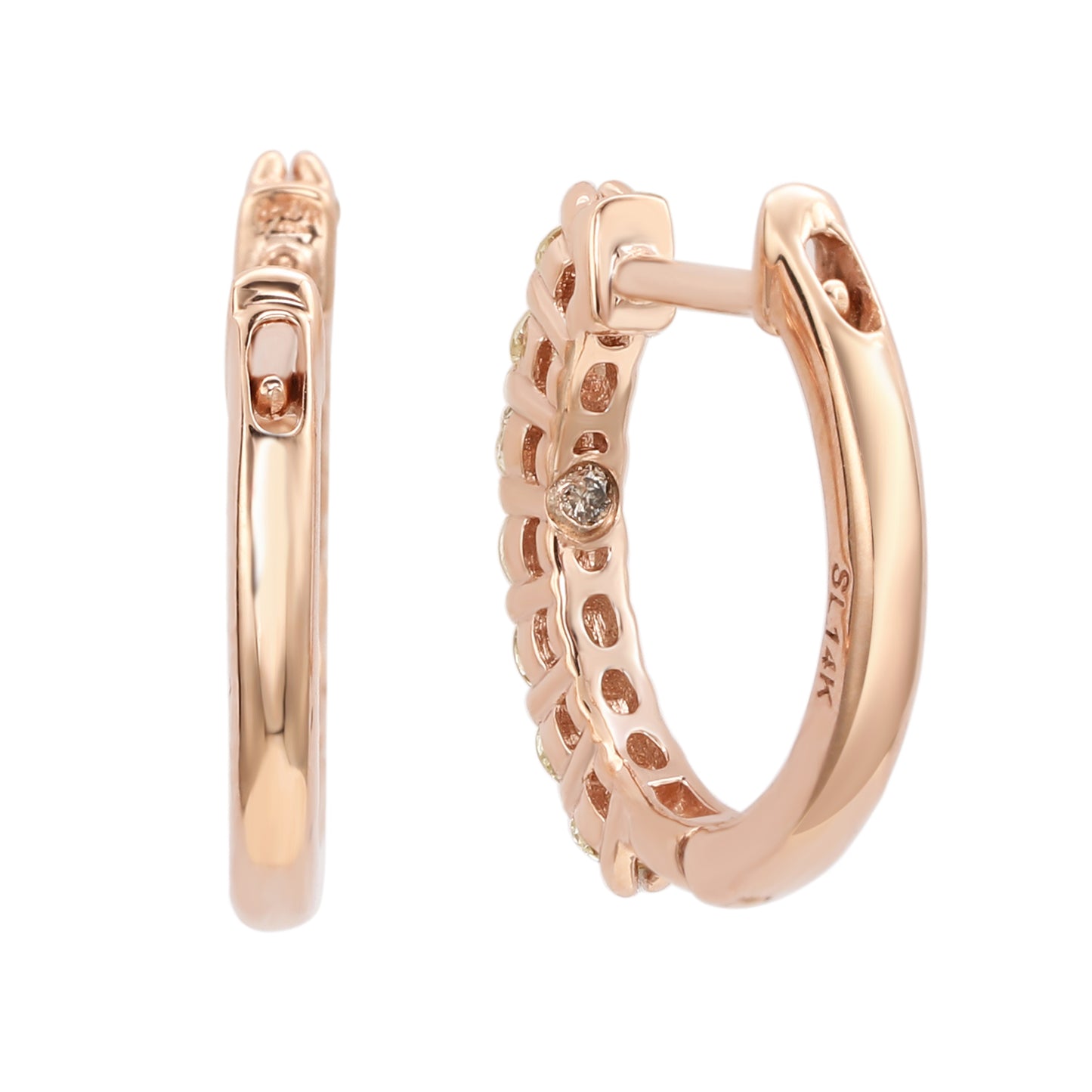 Suzy Levian 14k Rose Gold & 1/2 CTTW White Diamond Huggie Hoop Earrings