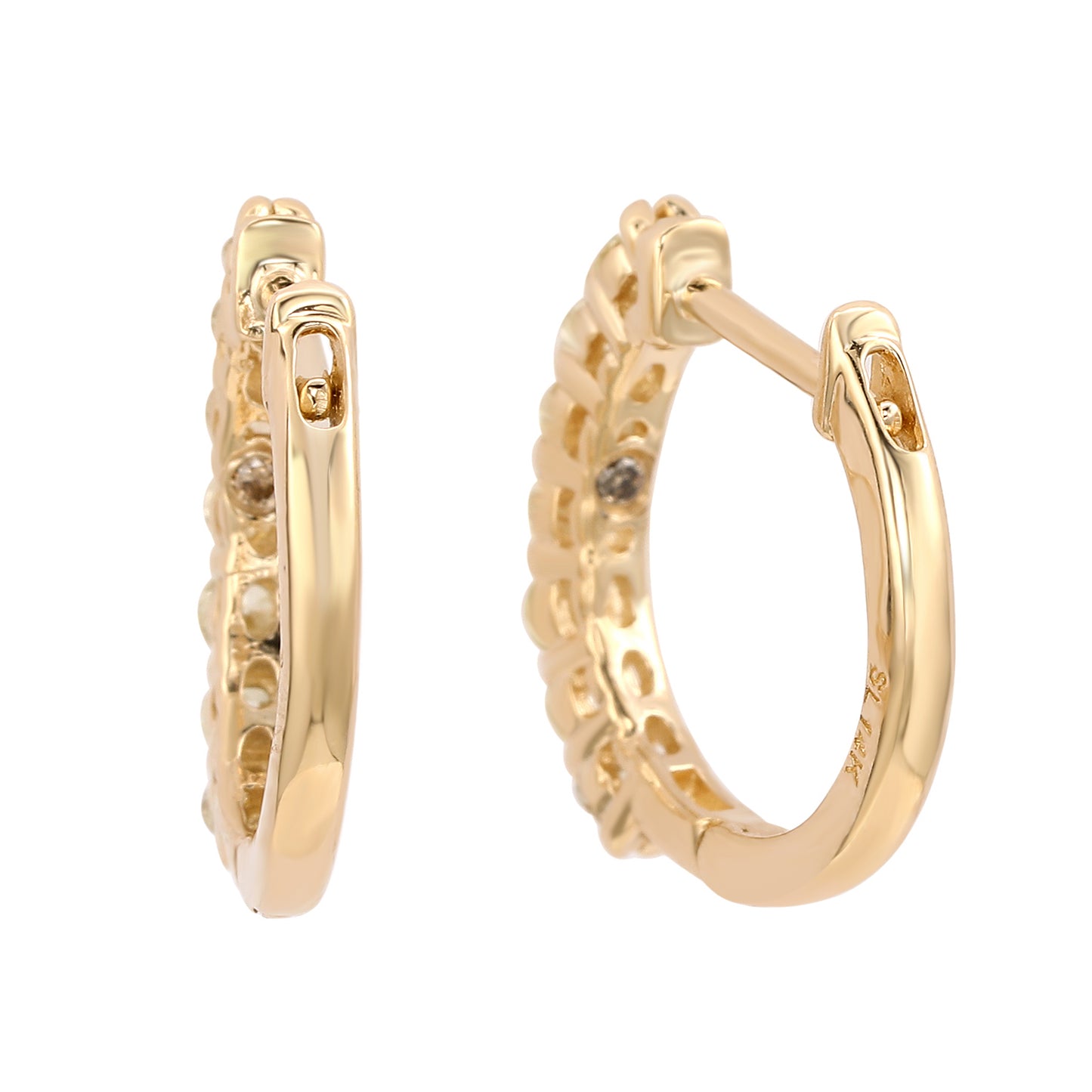 Suzy Levian 14k Yellow Gold & 1/2 CTTW White Diamond Huggie Hoop Earrings