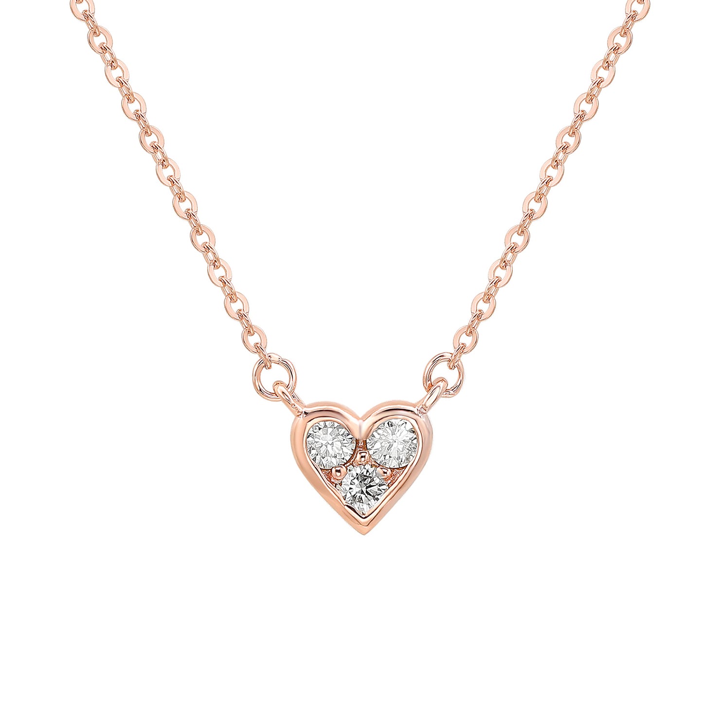 Suzy Levian 14K Rose Gold .18 cttw Diamond Heart Necklace