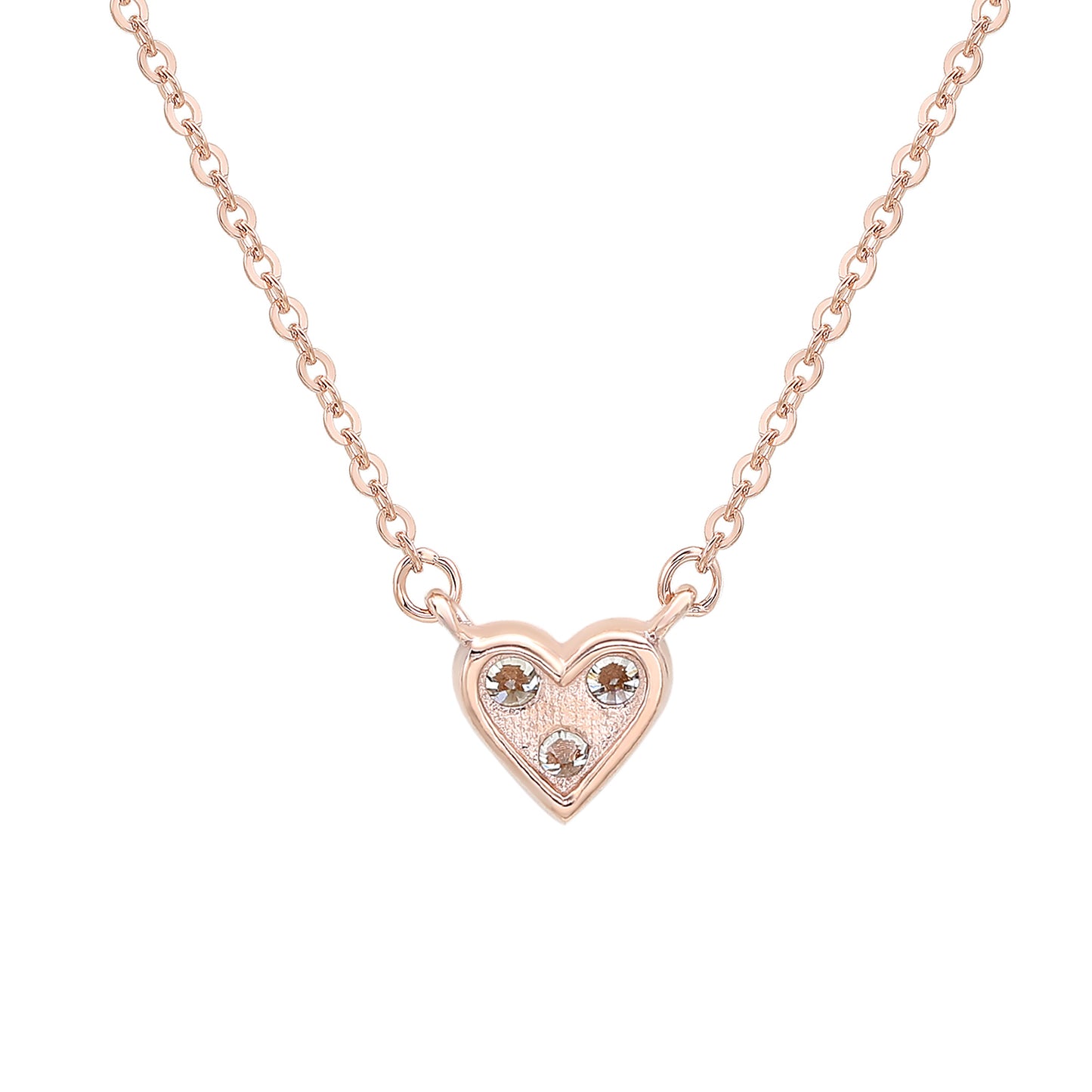 Suzy Levian 14K Rose Gold .18 cttw Diamond Heart Necklace