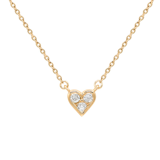 Suzy Levian 14K Yellow Gold .18 cttw Diamond Heart Necklace