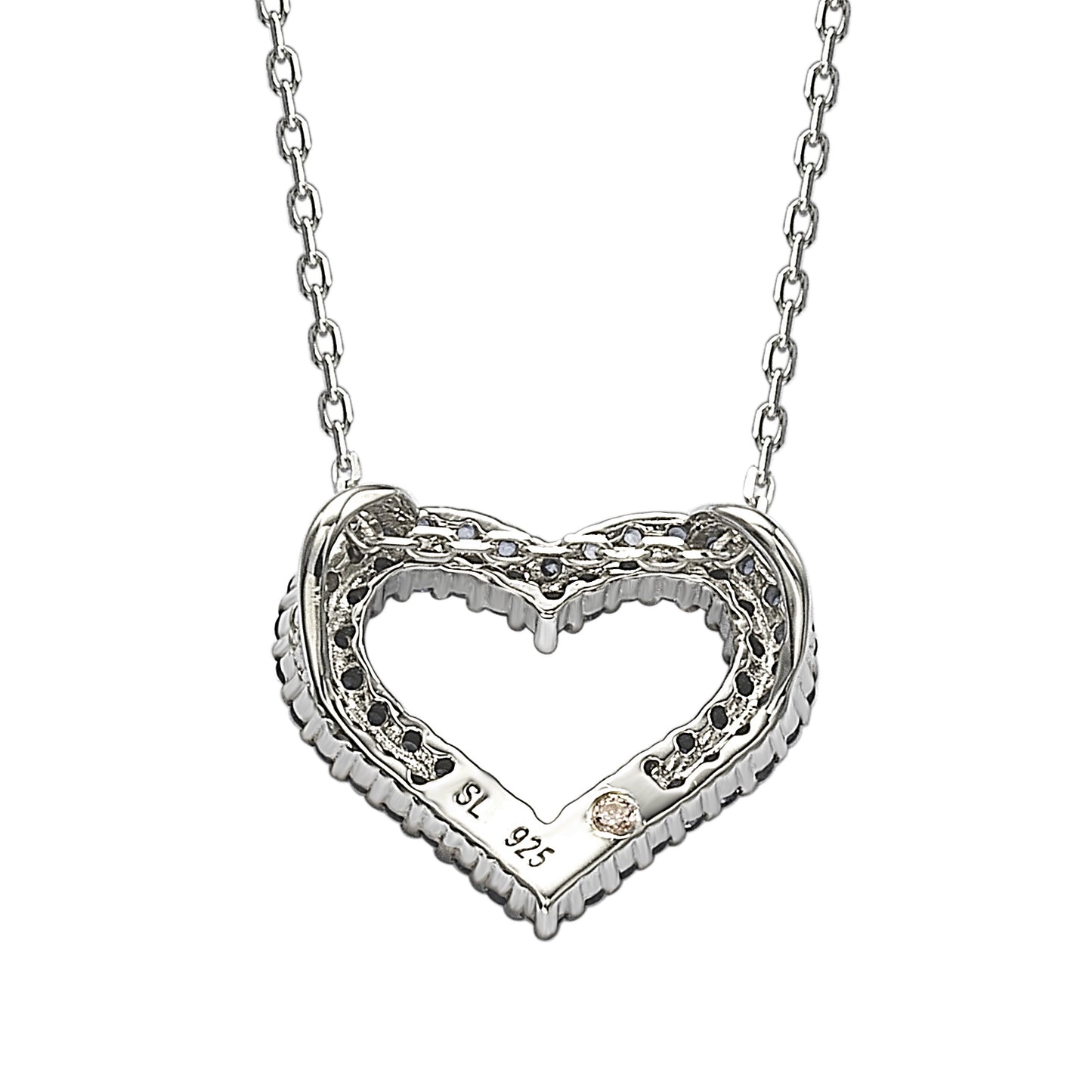 Suzy Levian White Cubic Zirconia Sterling Silver Heart Pendant