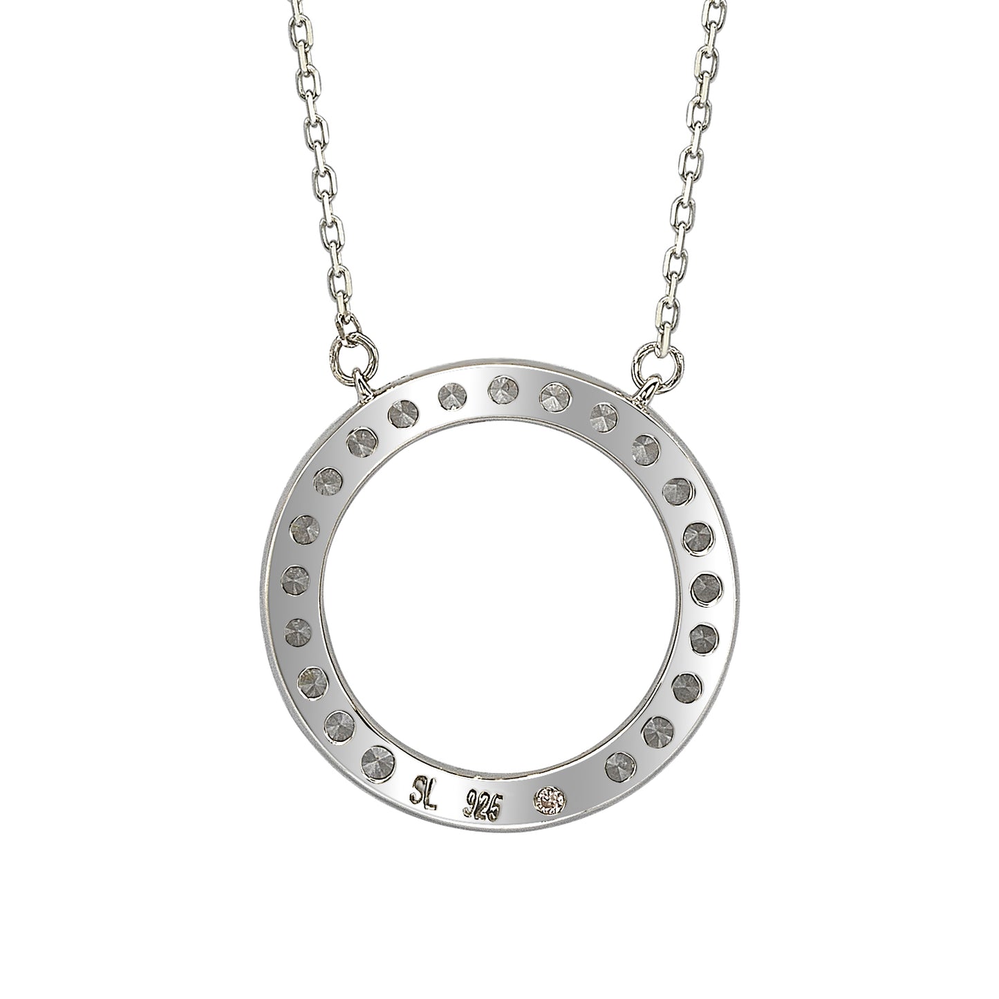 Suzy Levian Sterling Silver White Cubic Zirconia Circle Pendant