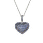 Suzy Levian Blue Sapphire Blackened Sterling Silver Pave Heart Pendant