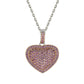 Suzy Levian Pink Sapphire Rose Sterling Silver Pave Heart Pendant