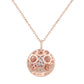 Suzy Levian Pink Sapphire Rose Sterling Silver Pave Circle Disc Pendant