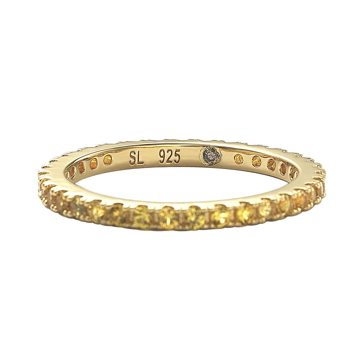 Suzy Levian Yellow Gold Sterling Silver Thin Yellow Sapphire Eternity Band