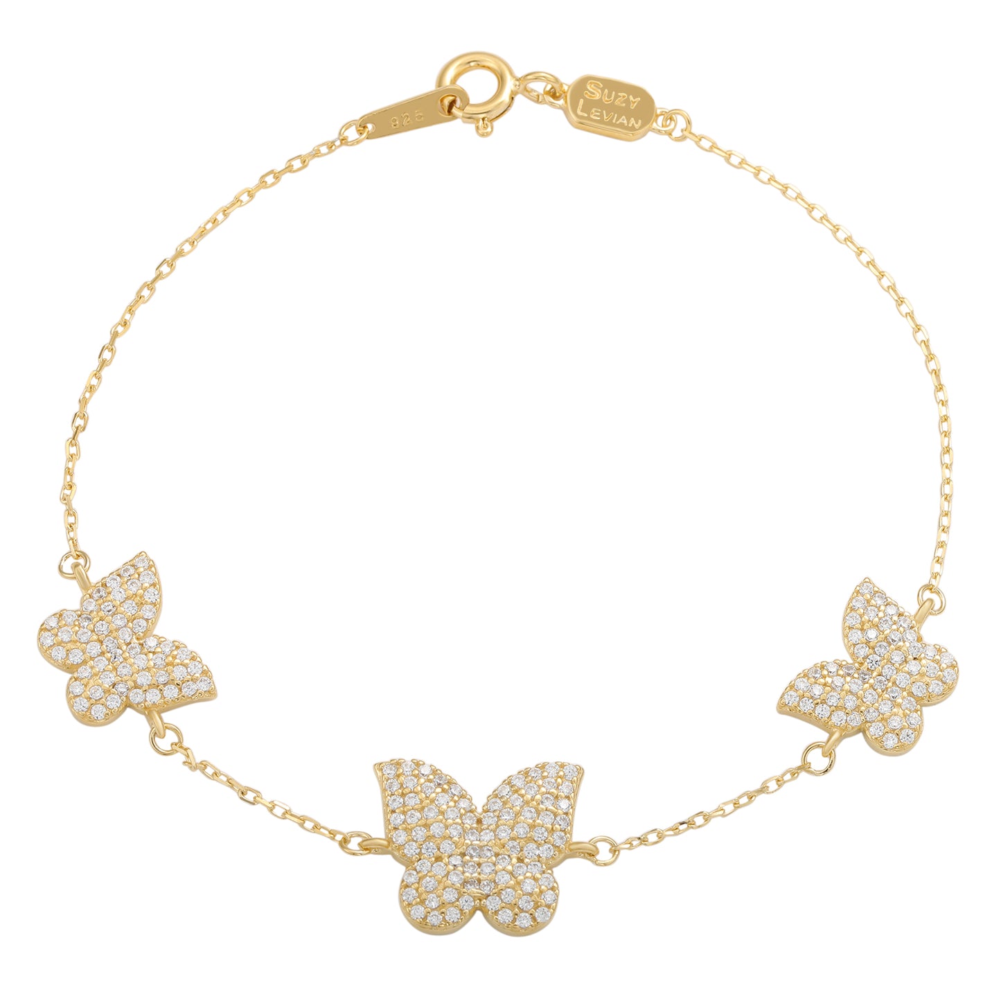 Suzy Levian Yellow Sterling Silver Cubic Zirconia Butterfly Bracelet
