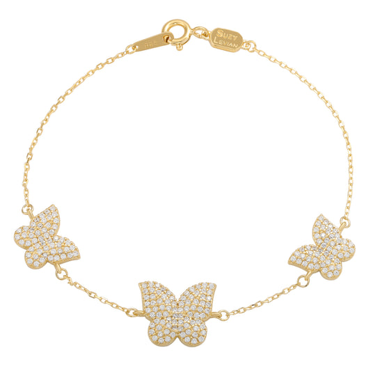 Suzy Levian Yellow Sterling Silver Cubic Zirconia Butterfly Bracelet