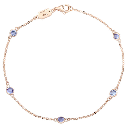 Suzy Levian 14K Rose Gold .85 CTTW Tanzanite Station Bracelet