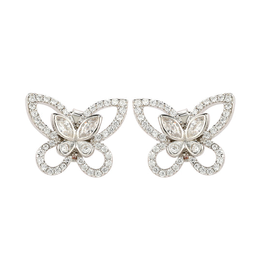 Suzy Levian Sterling Silver & White Cubic Zirconia Butterfly Earrings