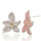 Suzy Levian Sterling Silver Pink Sapphire & White Sapphire Flower Earrings