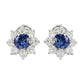 Suzy Levian Sterling Silver Blue Sapphire Flower Halo Stud Earrings