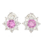 Suzy Levian Sterling Silver Pink Sapphire Flower Halo Stud Earrings