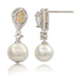 Suzy Levian Sterling Silver Pearl & Pear Shape White Sapphire Earrings