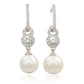 Suzy Levian Sterling Silver Pearl and White Sapphire Drop earrings