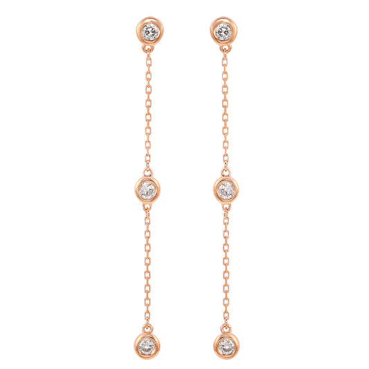 Suzy Levian Rose Gold 4/5 CTTW Diamond Station Dangle Earrings