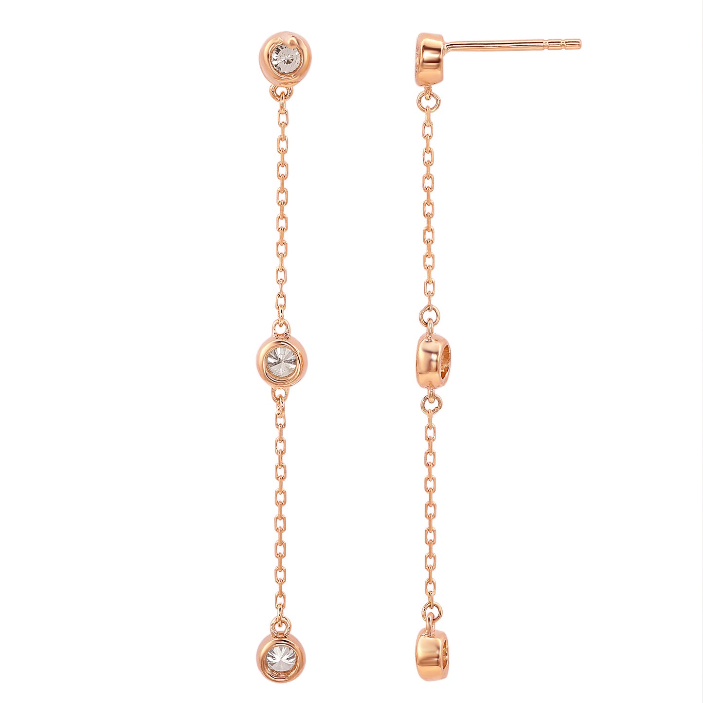Suzy Levian Rose Gold 4/5 CTTW Diamond Station Dangle Earrings