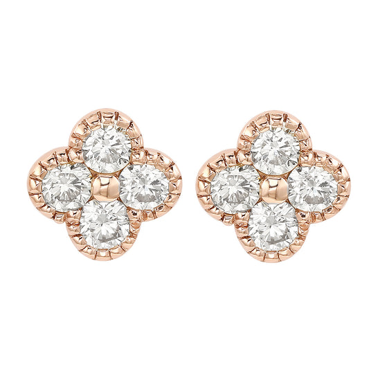 Suzy Levian 14K Rose Gold 2/5 CTTW Diamond Clover Stud Earrings