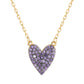 Suzy Levian Purple Cubic Zirconia Golden Sterling Silver Heart Necklace