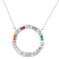 Suzy Levian Sterling Silver Rainbow & White Cubic Zirconia Alternating Circle Eternity Necklace