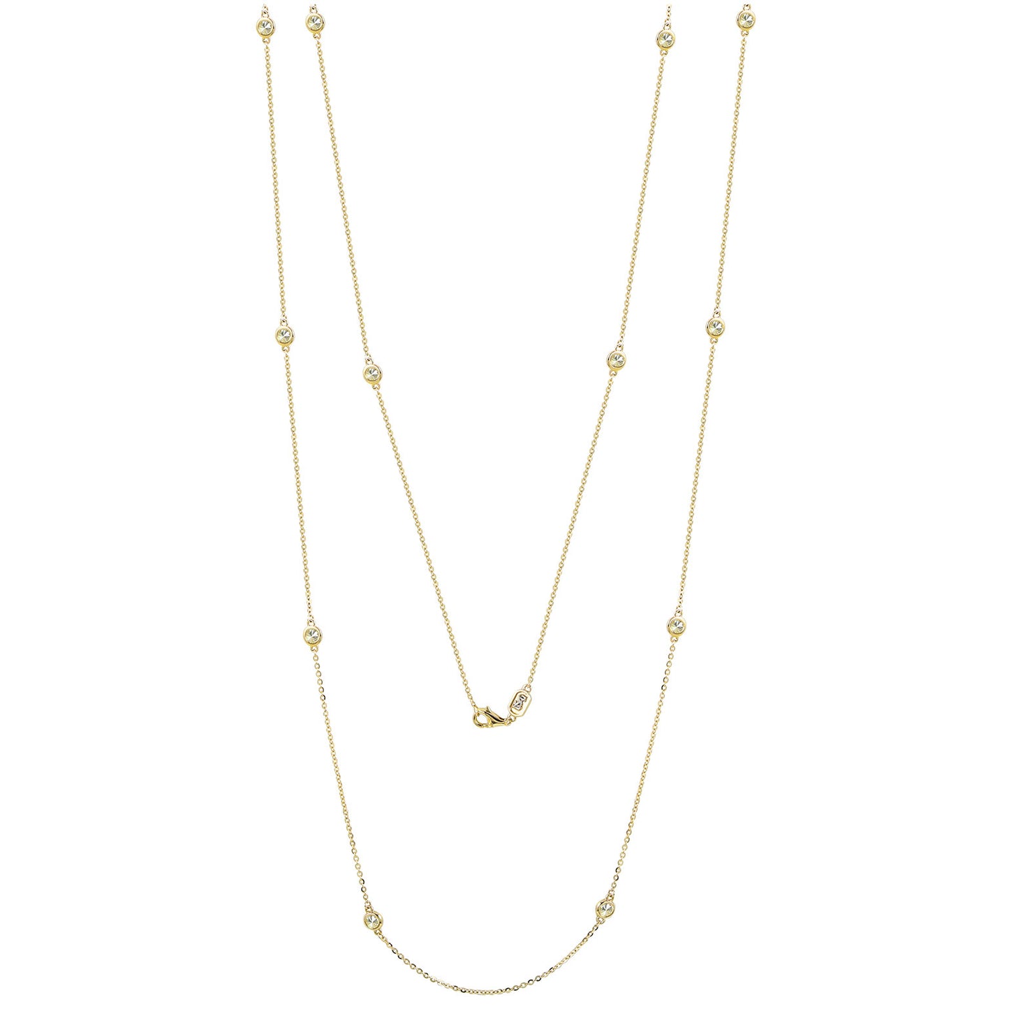 Suzy Levian 14k Yellow Gold 6/10 CTTW Bezel Diamond Station Necklace (36 inch)