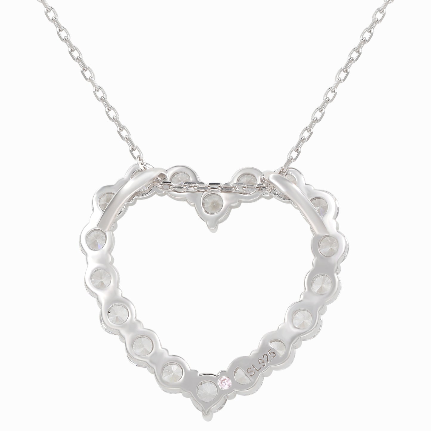 Suzy Levian Sterling Silver White Cubic Zirconia Large Heart Pendant