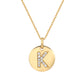 Suzy Levian Yellow Sterling Silver Cubic Zirconia Letter Initial Disc Pendant