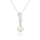 Suzy Levian Sterling Silver Pearl and White Sapphire Infinity Pendant